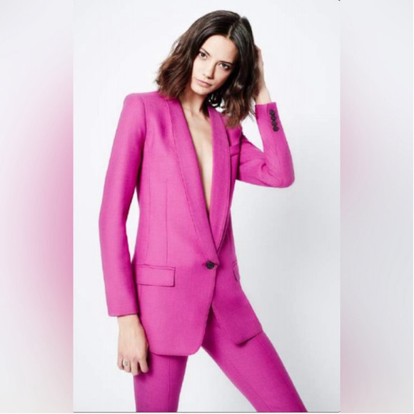 Smythe Jackets & Blazers - SMYTHE
Wool-Blend Long Shawl Blazer in Violet Sz 6